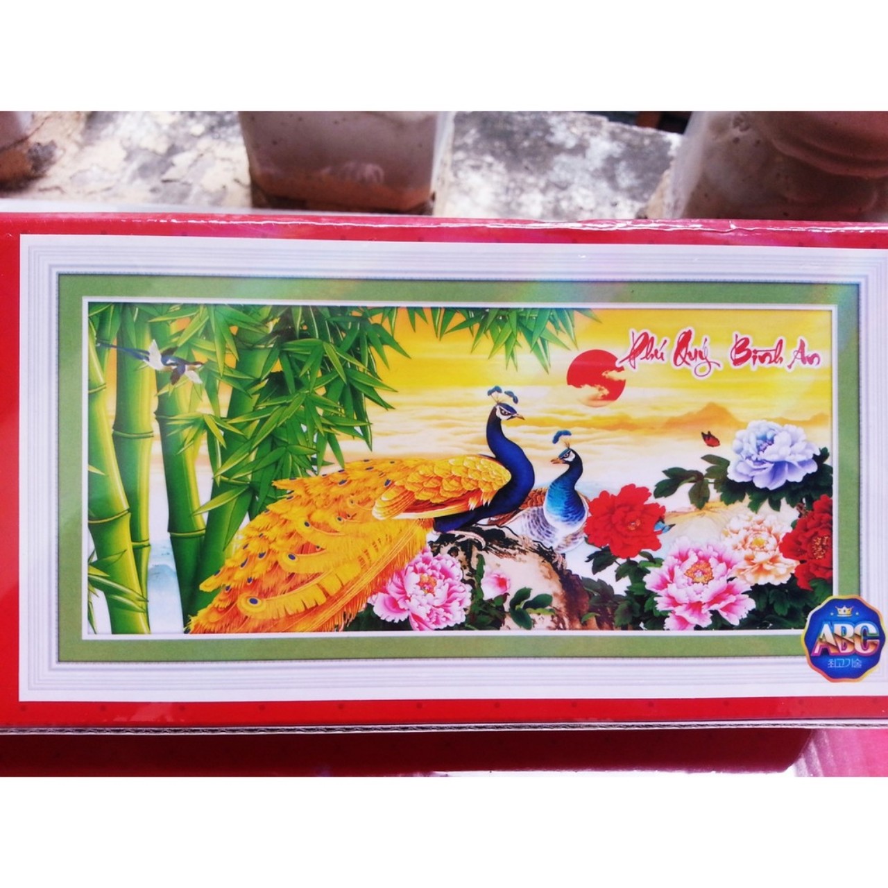Tranh đính đá Phú quý bình an 120x60cm - chưa đính