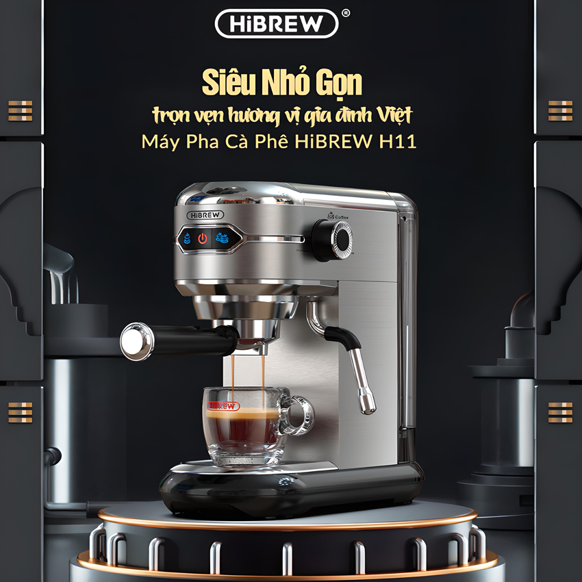 Máy pha cà phê espresso bán tự động thương hiệu Mỹ HiBREW H11 - Hàng Nhập Khẩu