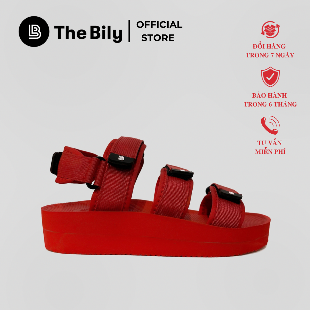 Giày Sandal Nữ The Bily 04W 3 Quai Ngang - Màu Đỏ BL04WD 