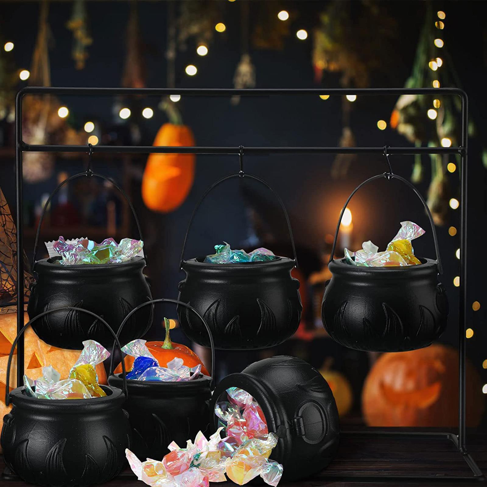 Halloween Candy Bowls Scene Props with Iron Rack Black Witches Serving Bowls