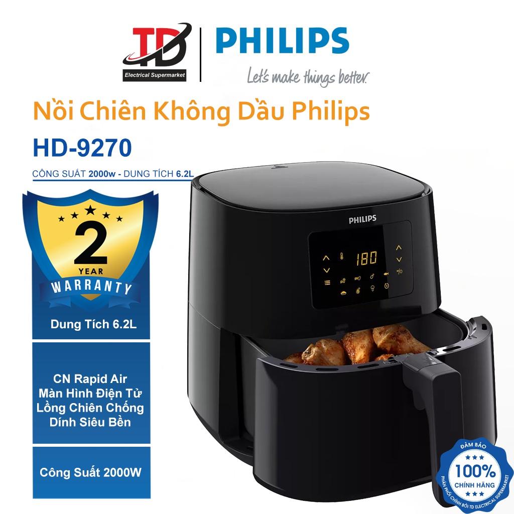 Nồi Chiên Không Dầu Điện Tử Philips HD9270/80 - 6.2Lit/2000W - Hàng Chính Hãng