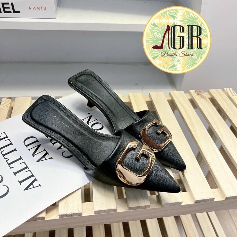 Guốc mũi nhọn khoá G da mềm gót nhọn 6p cao cấp