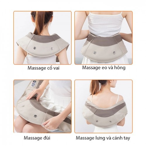 Máy Đấm Bóp Chườm Nhiệt Cao Cấp - Quà Tặng Mẹ, Sinh Nhật Bố, Ông, Bà - Đai Massage Cổ Vai Gáy