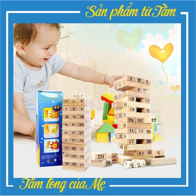 Trò Chơi Rút Gỗ Size Nhỏ 17cm - 54 Miếng Gỗ