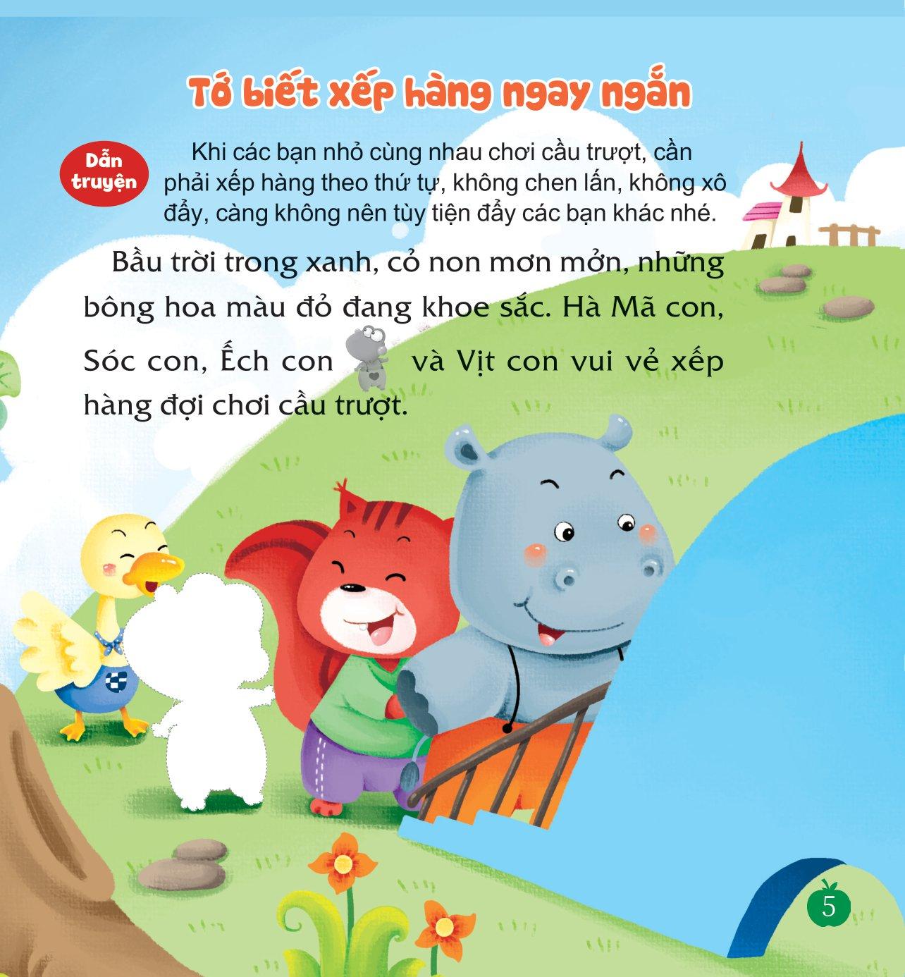 Sách Dán Hình Dạy Trẻ Thói Quen Tốt - Tớ Biết Xếp Hàng Ngay Ngắn