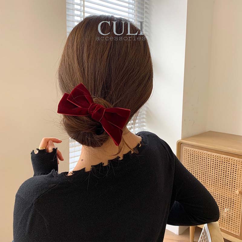Kẹp búi tóc, dụng cụ quấn dẻo búi tóc đính nơ nhung xinh xắn - Culi accessories