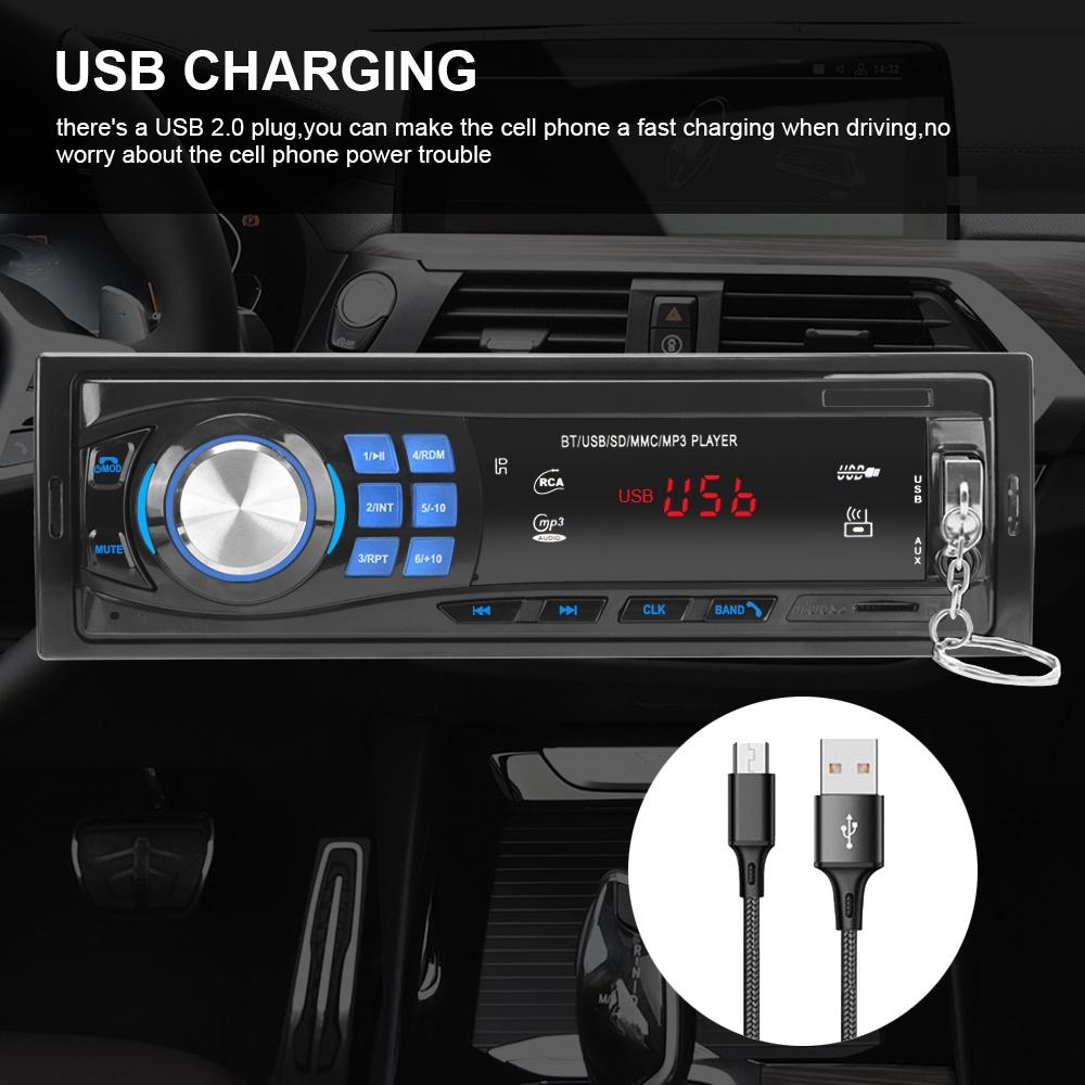 Máy nghe nhạc MP3 MMC SD FM âm thanh nổi lưu trữ bộ nhớ Bluetooth 4.0 hỗ trợ thẻ nhớ TF USB AUX 1 Din EQ cho xe hơi