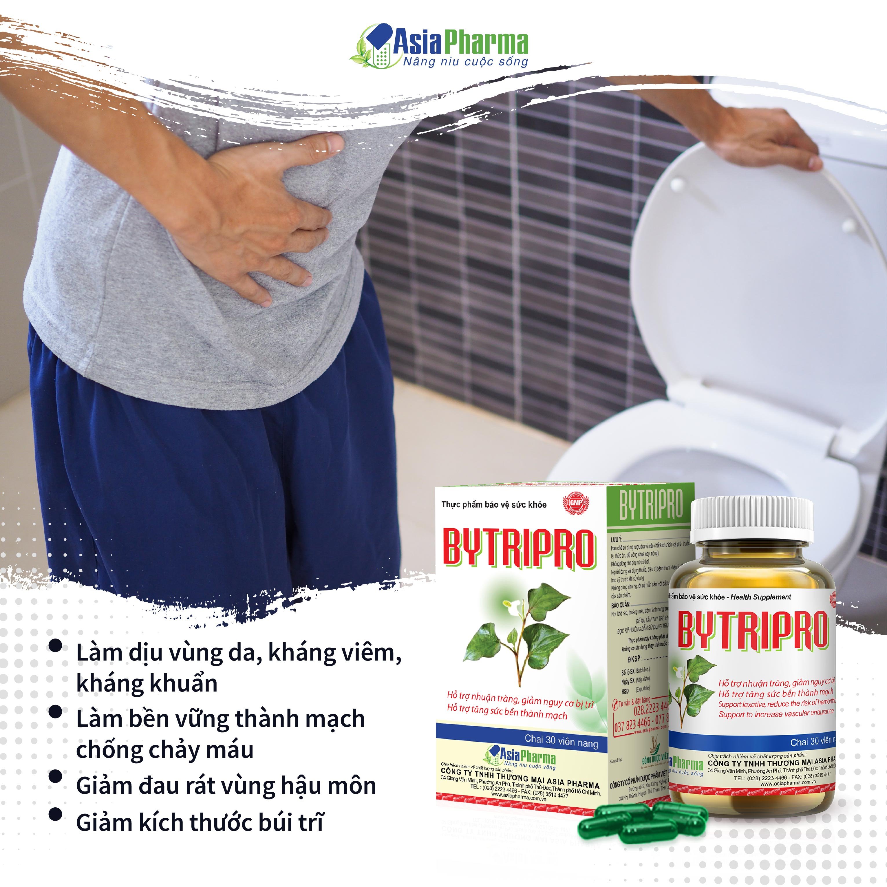 Viên uống Bytripro lọ 30 viên hỗ trợ nhuận tràng giảm tiêu trĩ - ASIA PHARMA