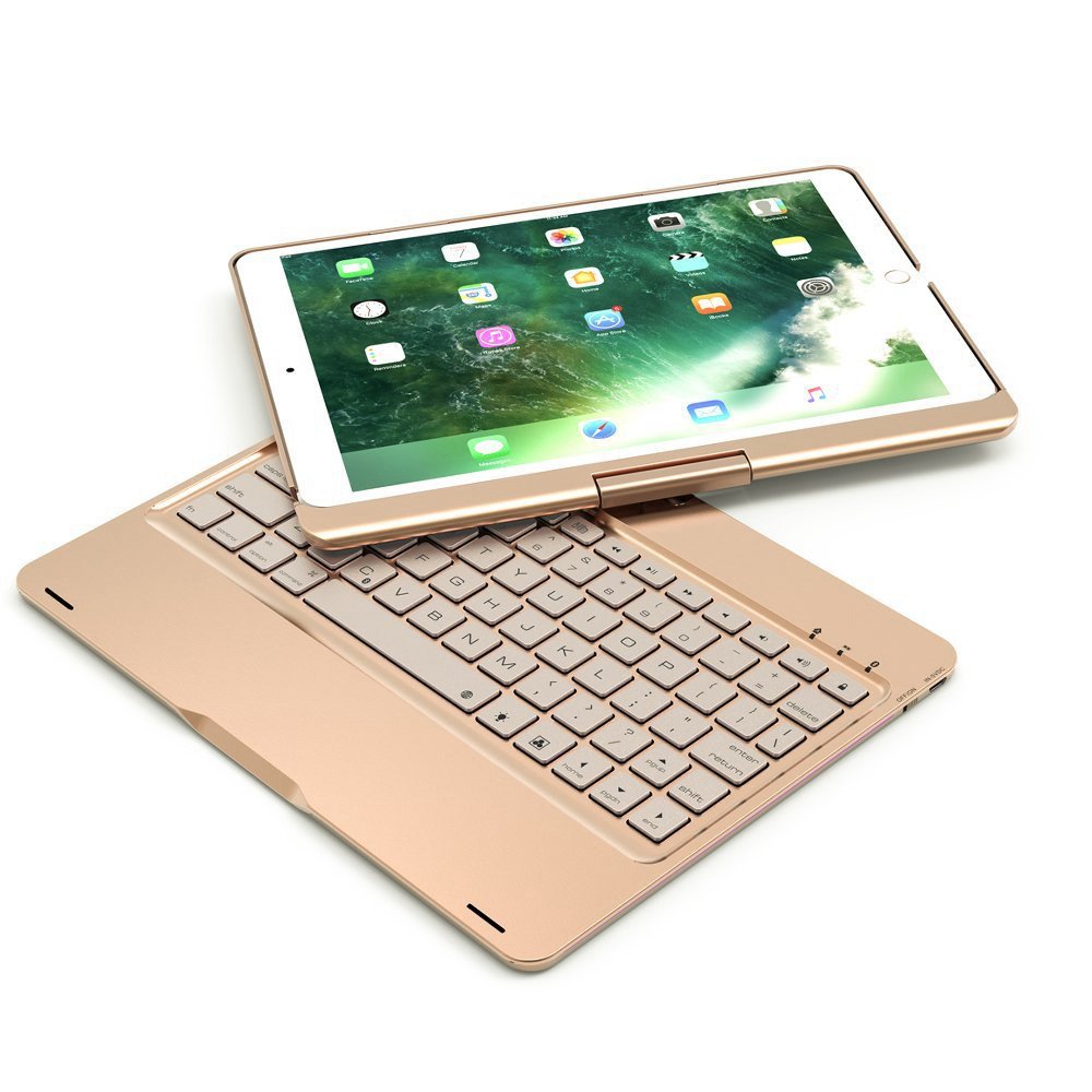 Bàn phím Bluetooth cao cấp F360 xoay 360 độ cho iPad Pro 10.5 inch/ Air 3 - Bàn phím led 7 màu