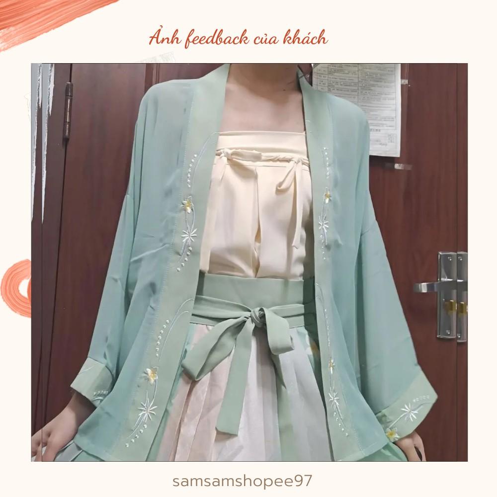 Hán phục cổ trang phối nơ cao cấp (Kèm ảnh thật