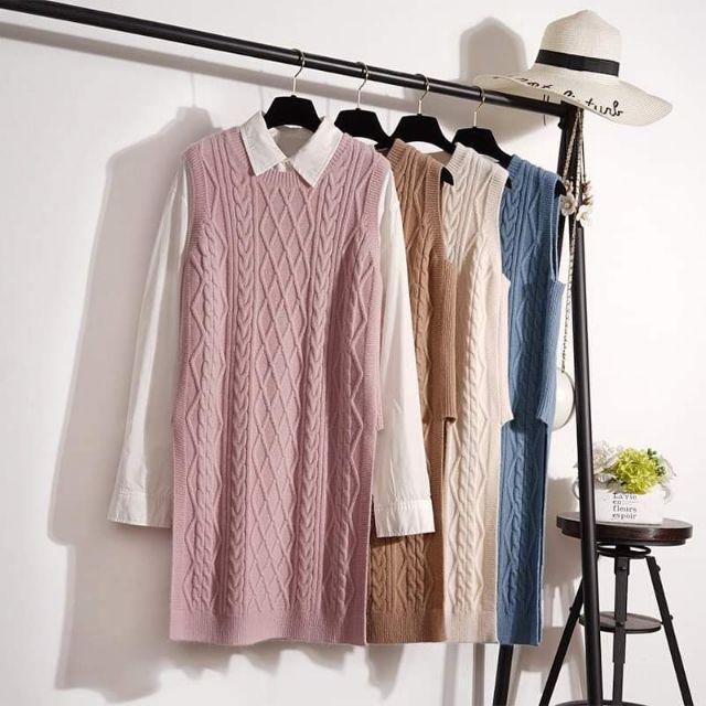 (Có sẵn) Váy len cổ tròn ulzzang