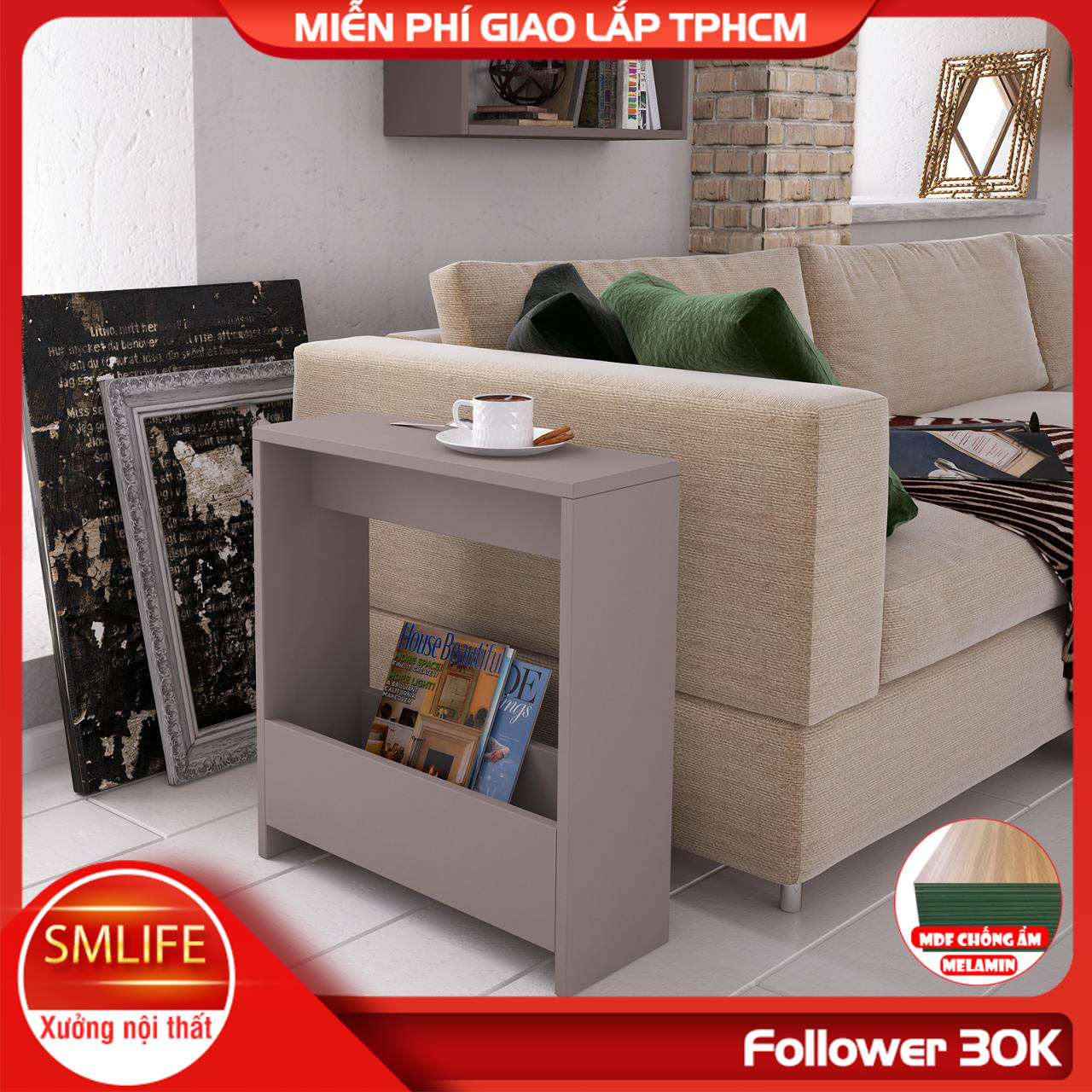 Bàn gỗ cạnh Sofa hiện đại SMLIFE Selma