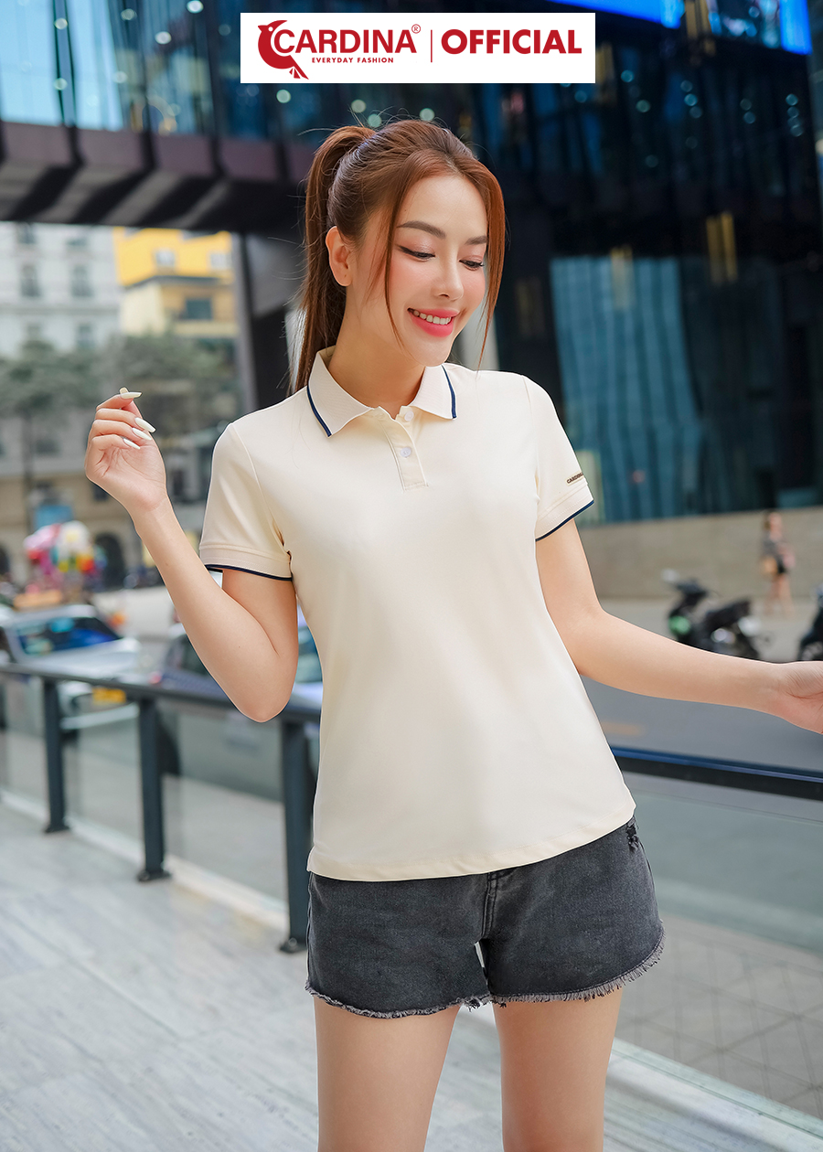 Áo Polo Nữ CARDINA Chất Thun Lạnh Cao Cấp Áo Cổ Bẻ Phối Màu Cộc Tay Mềm Mại 3APF03