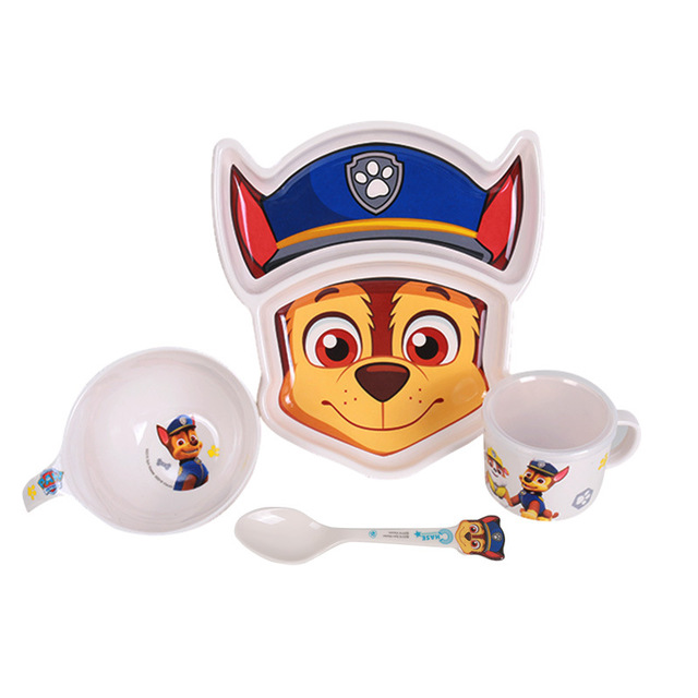 Set 4 món chén, dĩa, muỗng và ly uống nước hình chú chó cứu hộ Dog Paw Patrol 3D màu xanh cho các bé ăn uống - 140P7NWW6633