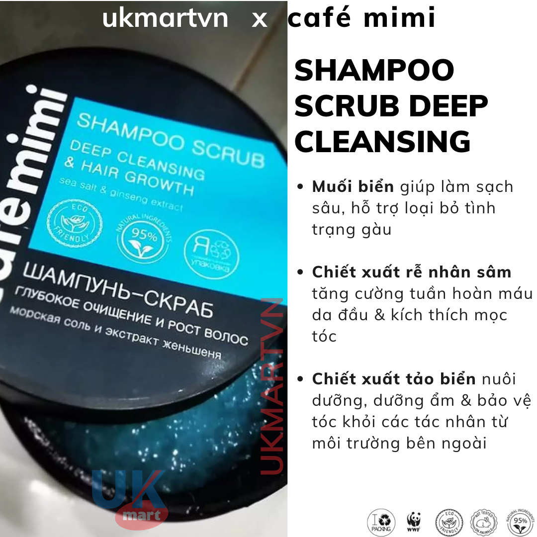 Dầu Gội Tẩy Tế Bào Chết Da Đầu Cafe Mimi Shampoo Scrub 330g Làm Sạch Sâu, Làm Phồng Chân Tóc, Hỗ Trợ Mọc Tóc