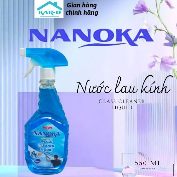 Nước lau kính Nanoka 500ml Siêu sạch, hạn chế bám bụi, không để lại vết sọc trên kính