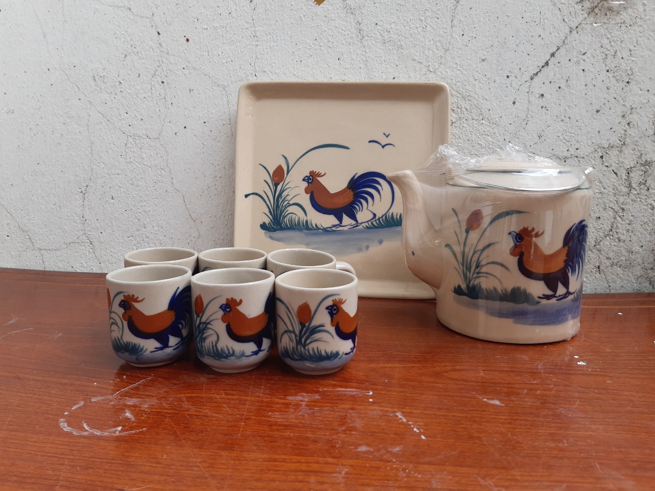 Bộ ấm trà con gà trống bao đẹp