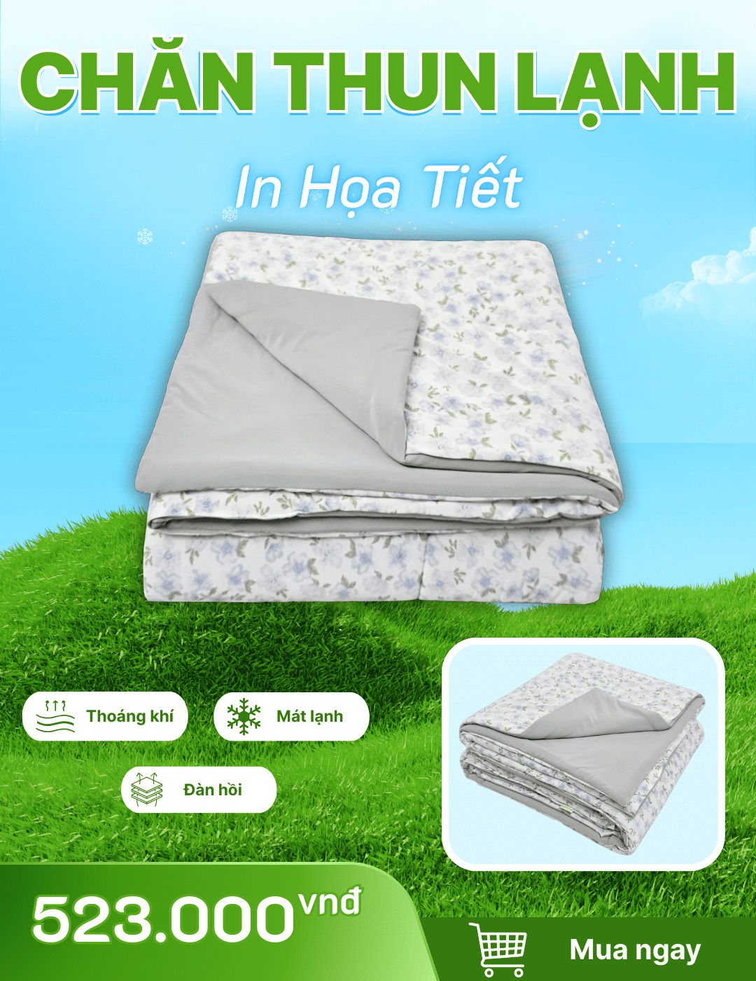 Chăn chần Thun Lạnh 180x200 in Họa Tiết