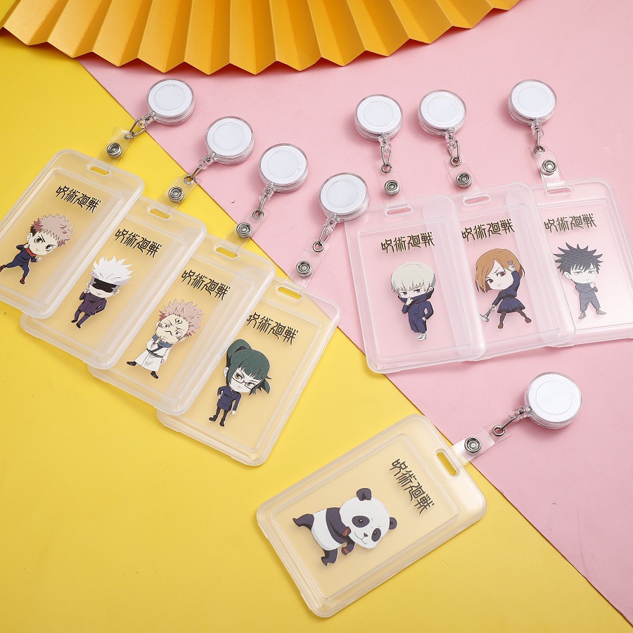 Dây đeo thẻ, Bao đựng thẻ nhựa OPP kèm dây rút tiện lợi hình nhân vật Anime chú thuật hồi chiến siêu xinh