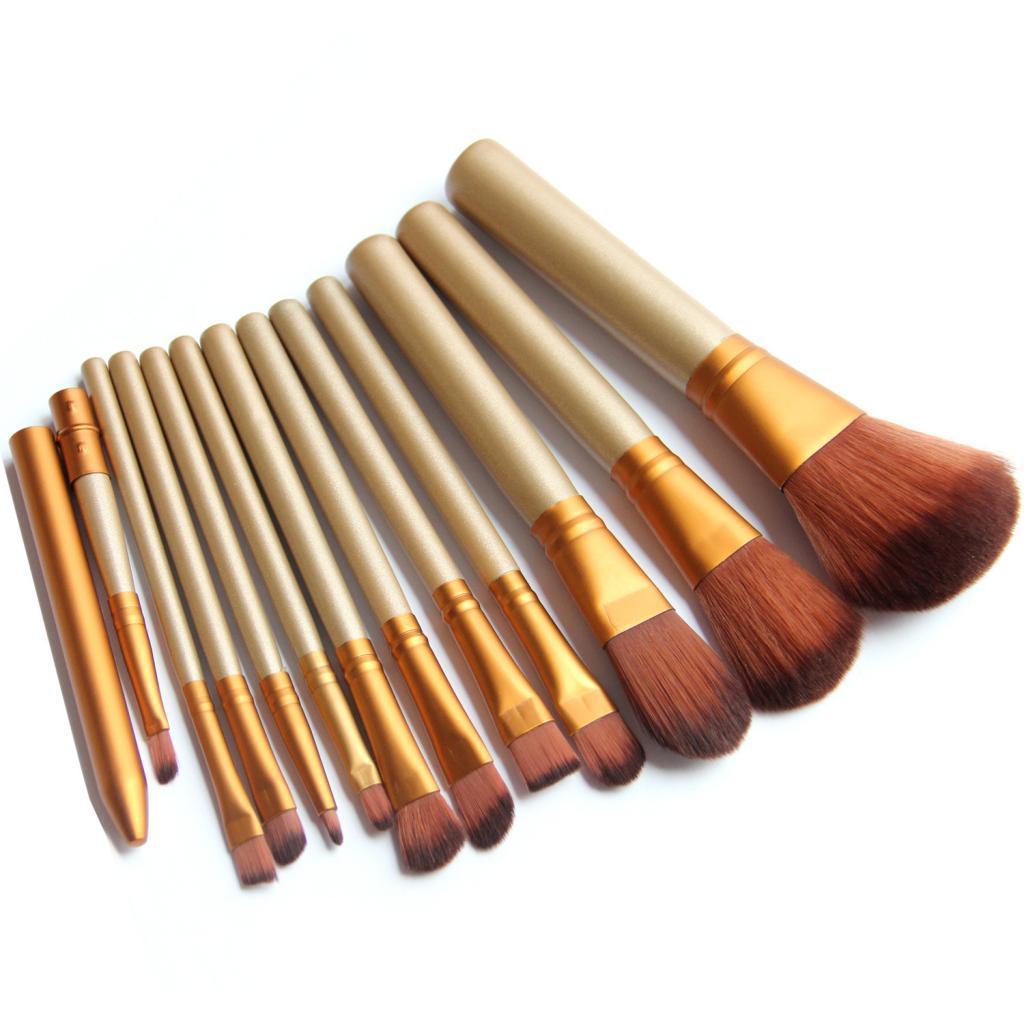 Makeup Brushes Set 12 Eyebrow Foundation Powder Eyeliner Lip Brushes 1 Puff