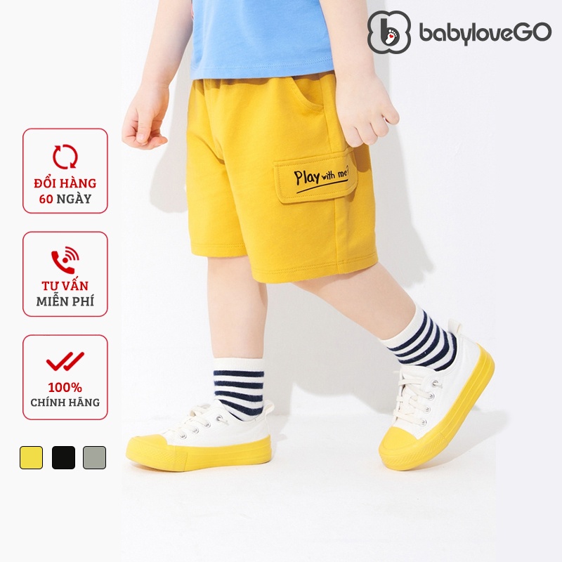 Quần Đùi Cho Bé Trai BabyloveGo in hình Play chất liệu thun sợi co giãn 4 chiều mềm mát