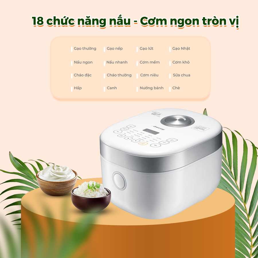 Nồi cơm điện cao tần tách đường DREAMER DKA-IRC118 1.8L, công nghệ vi áp, lòng nồi hợp kim gang, 18 chức năng - Hàng nhập khẩu