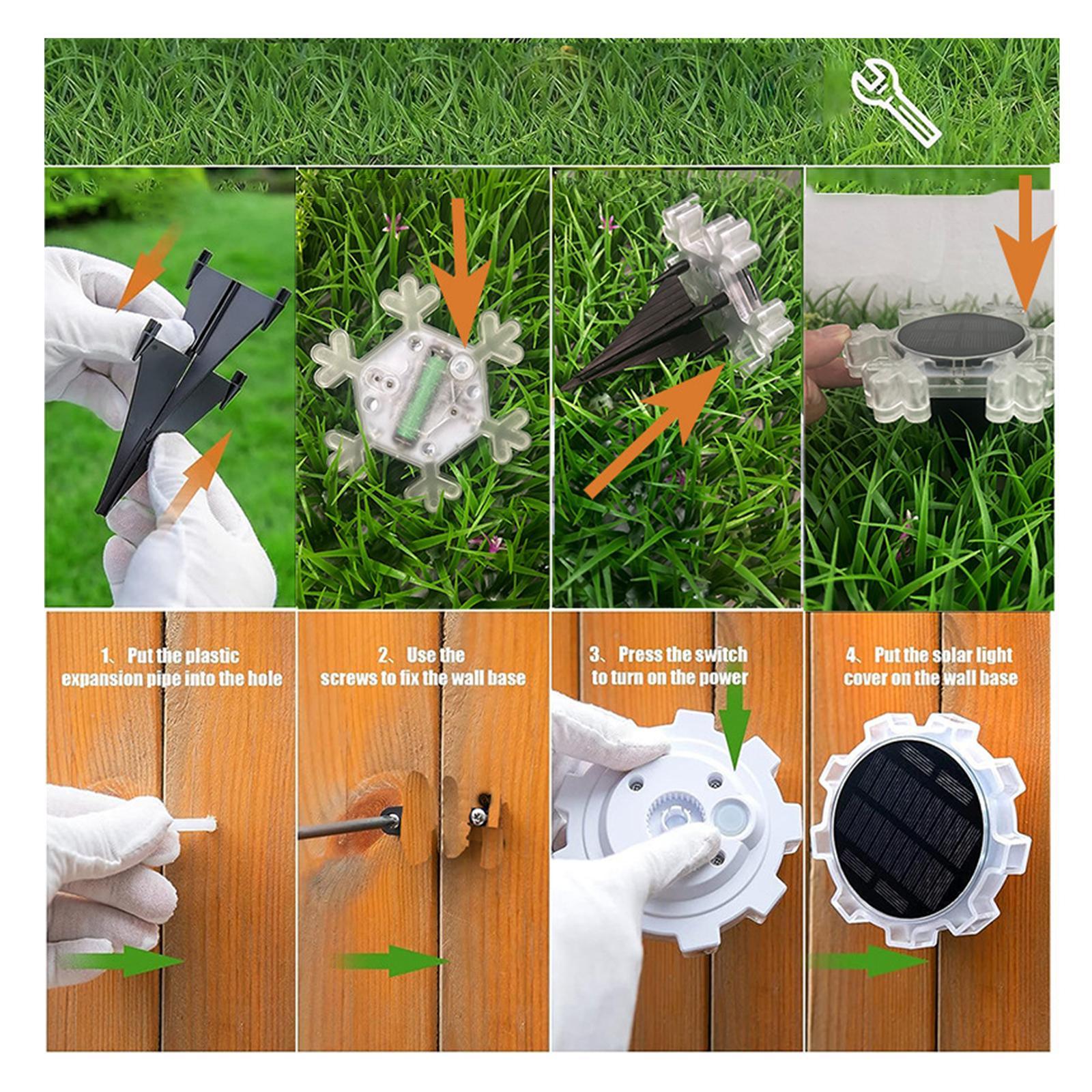 Garden Stake Lights Landscape Lights Garden IP65 Waterproof Solar Lights Outdoor Snowflake Garden Lights for Stairway Yard Walkway