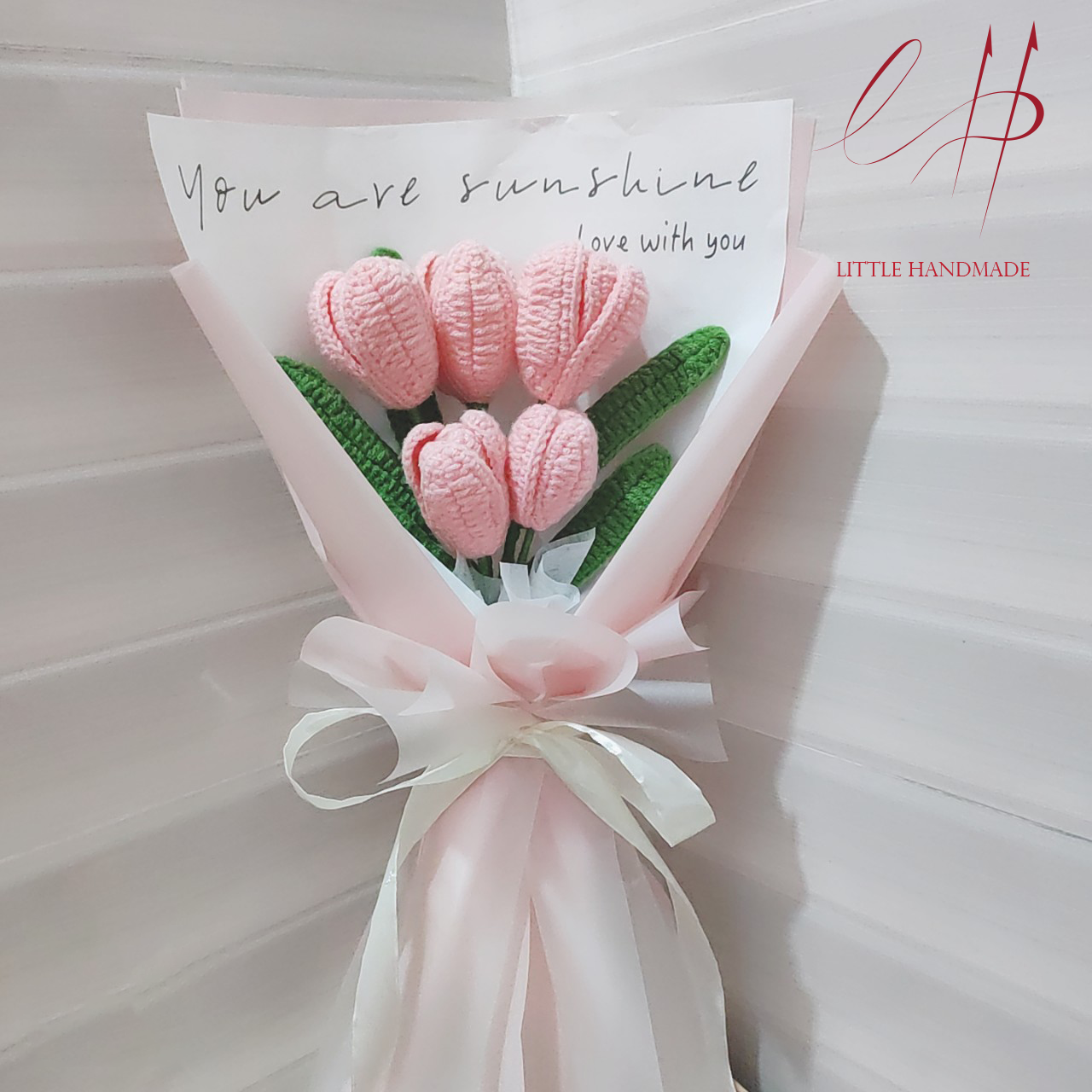 Quà tặng bó hoa tulip bằng len handmade dùng decor chụp ảnh, quà tặng, gói hoa