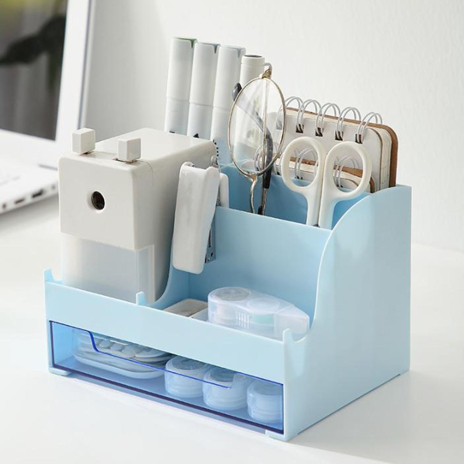 Desktop Cosmetic Storage Box Organizer with Drawer for Dresser Bedroom