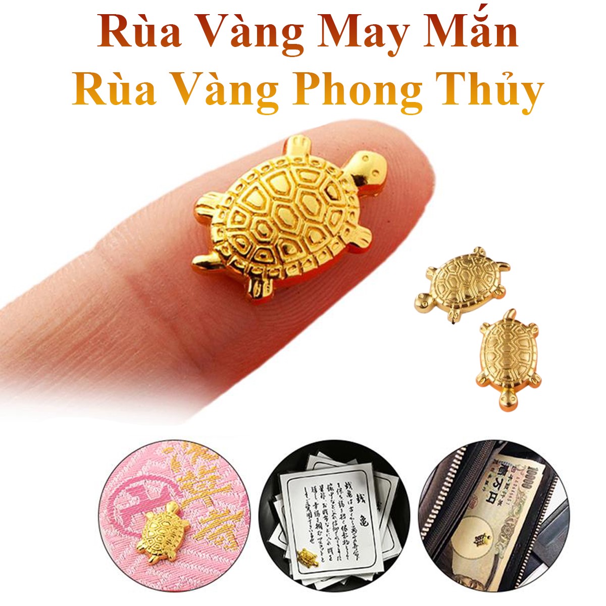 Combo 2 Rùa Vàng Mini Dài 1.6Cm Tài Lộc May Mắn, Rùa Vàng Phong Thủy Để Ốp Điện Thoại, Két Sắt
