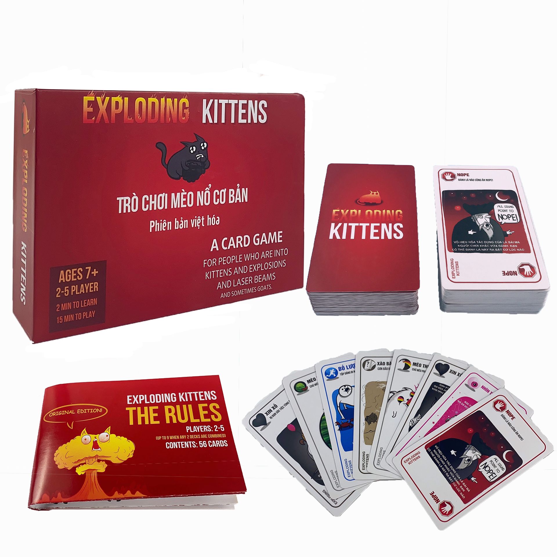 Combo Mèo Nổ Exploding Kittens và đầy đủ 6 bản mèo nổ mở rộng Việt Hóa 155 lá