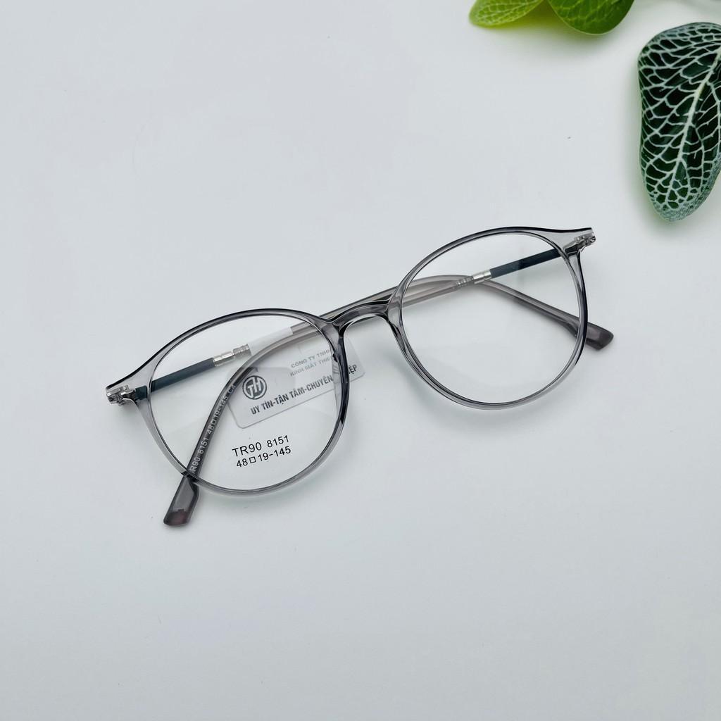 Gọng kính nữ tròn Thiên Hà Optical dáng tròn nhựa dẻo càng mảnh cốt thép trẻ trung dễ đeo sz vừa TH8151