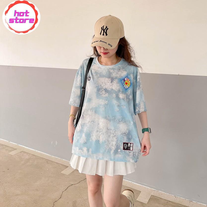 Áo Thun Cotton Nữ Màu Loang Hình Bông Hoa Cực Dễ Thương HOTSTORE