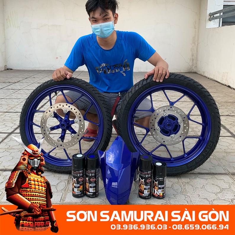 Sơn SAMURAI KUROBUSHI Y688 MÀU XANH DƯƠNG MOVISTAR chính hãng dánh cho xe máy