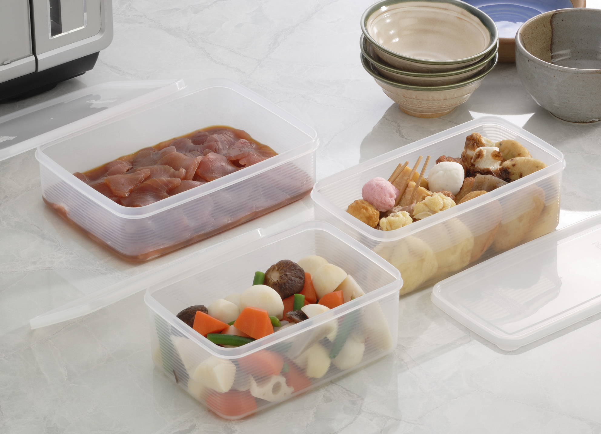 Bộ 3 hộp đựng đũa, thìa, mì đa năng có nắp đậy (1.4L) - Hàng nội Địa Nhật