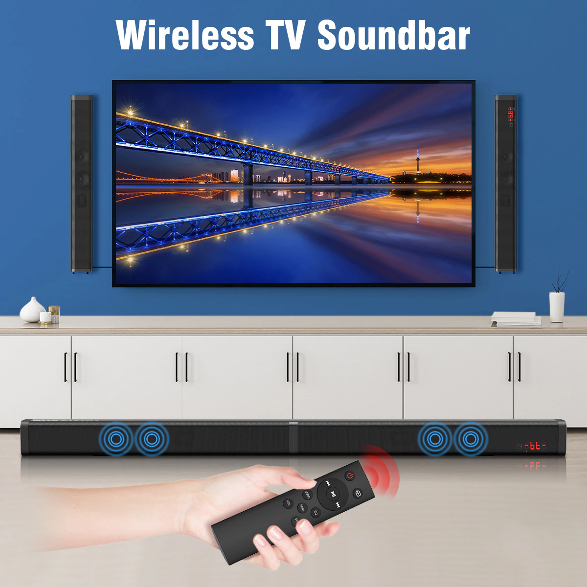 Loa thanh loa soundbar dùng cho smart tivi SK30-Optical có ổ cắm đa năng đi kèm