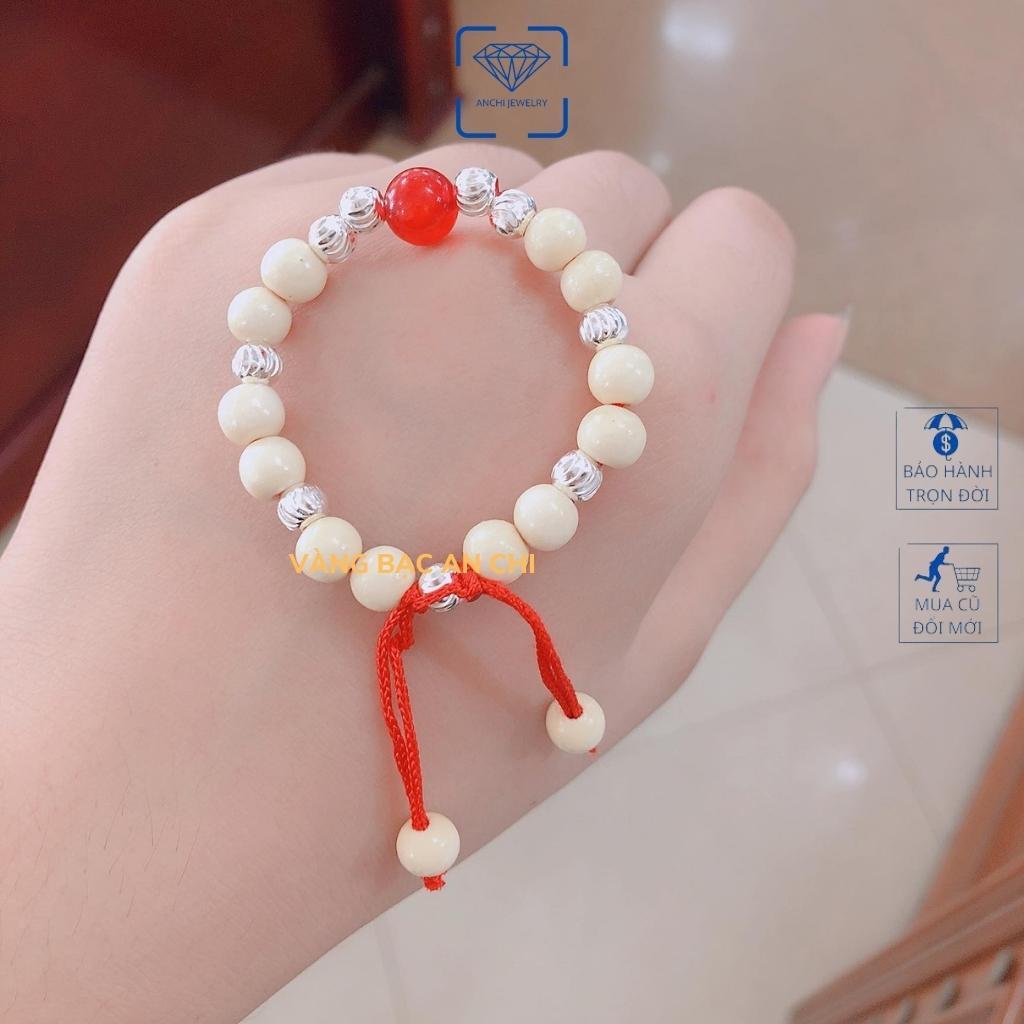 Vòng dâu tằm bi bạc đá phong thủy cho bé, người lớn đều đeo được, trang sức Anchi jewelry