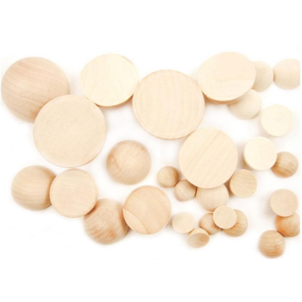 50 Chiếc 1 Cm Gỗ Tự Nhiên Khối Chưa Hoàn Thành Một Nửa Bóng Gỗ Thủ Công Trẻ Em Tự Làm Đồ Chơi