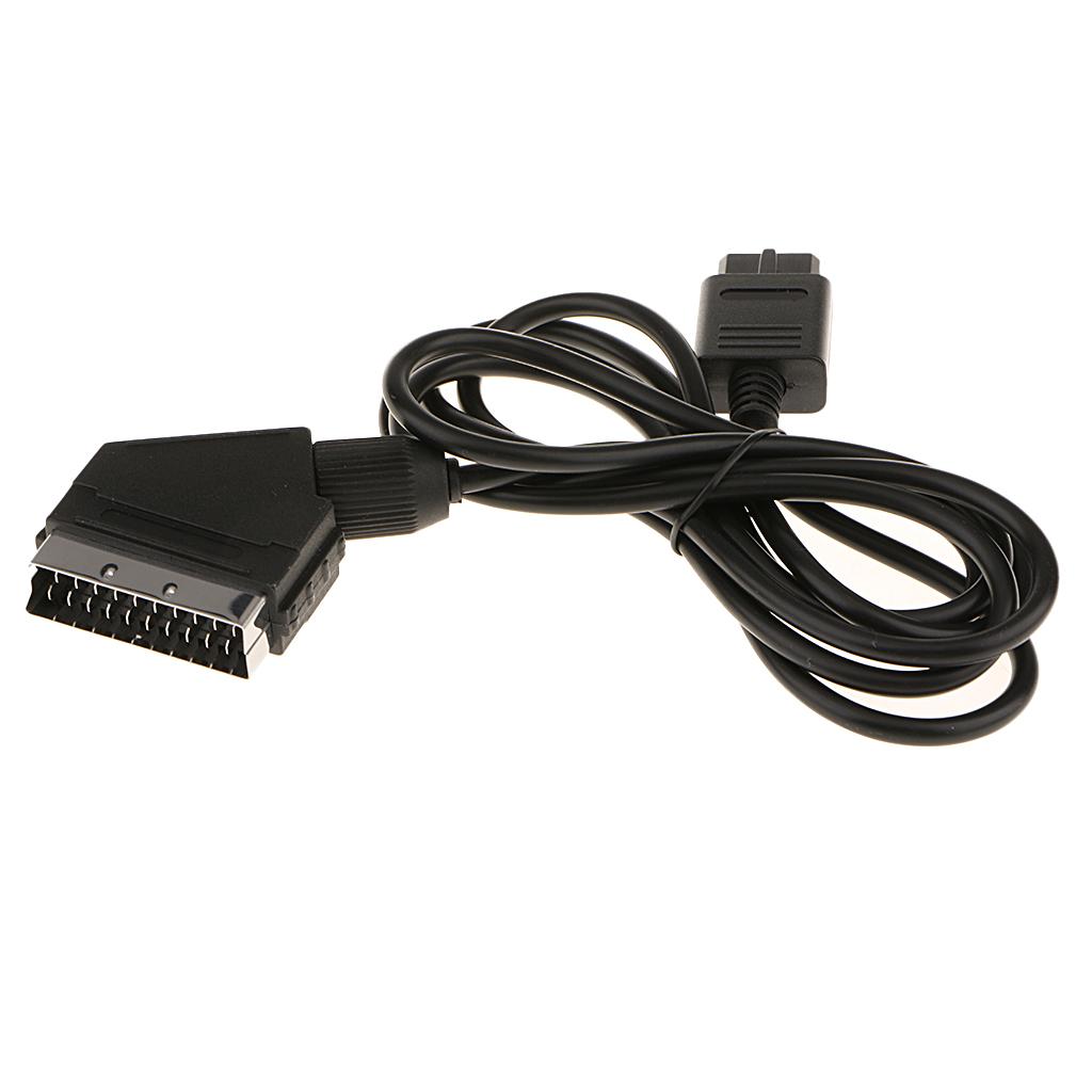 1.8m/6ft RGB Scart Cable AV Stereo Cord Audio & Video TV Lead for SNES  N64 NTSC Nintendo 64 Super Nintendo Game Consoles - Black