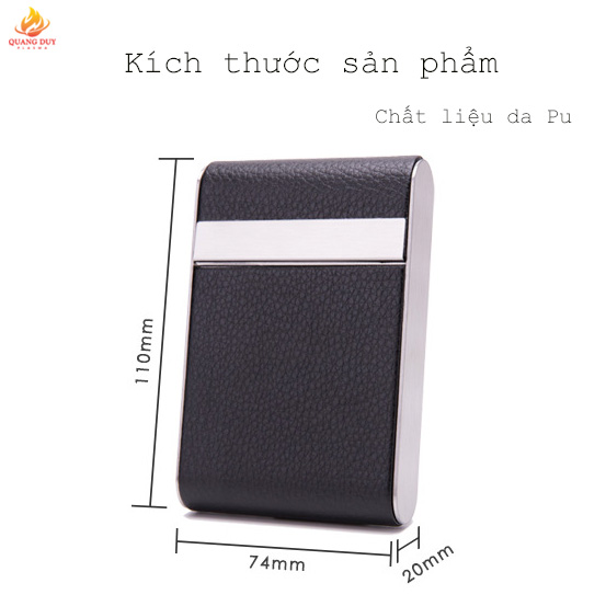 Hộp đựng thuốc 20 điếu ốp da pu thân hợp kim chắc chắn