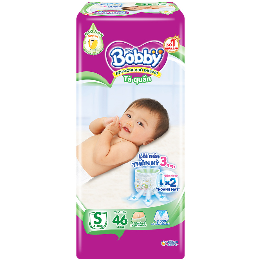 [MỚI] Tã/bỉm quần Bobby Lõi nén thần kỳ 3mm Jumbo