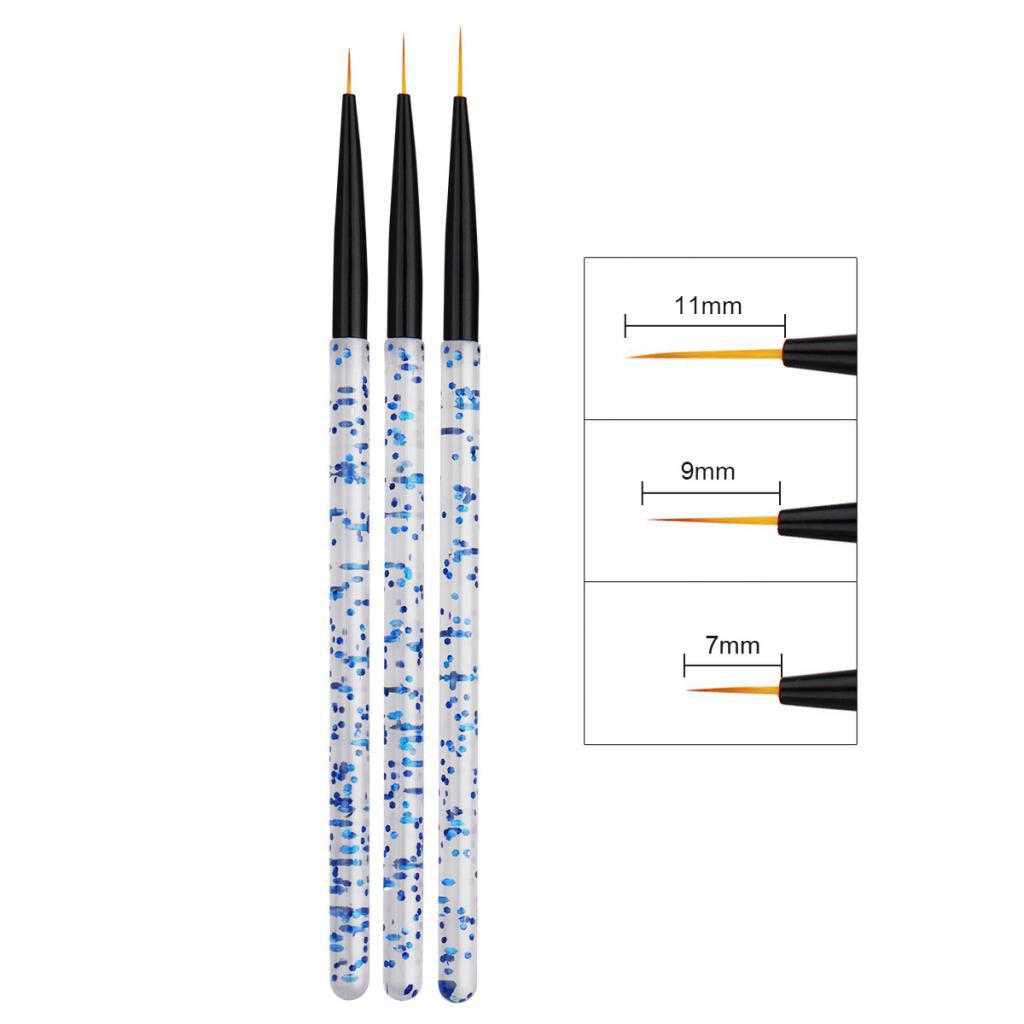 3 x Nail Art Liner Brush UV