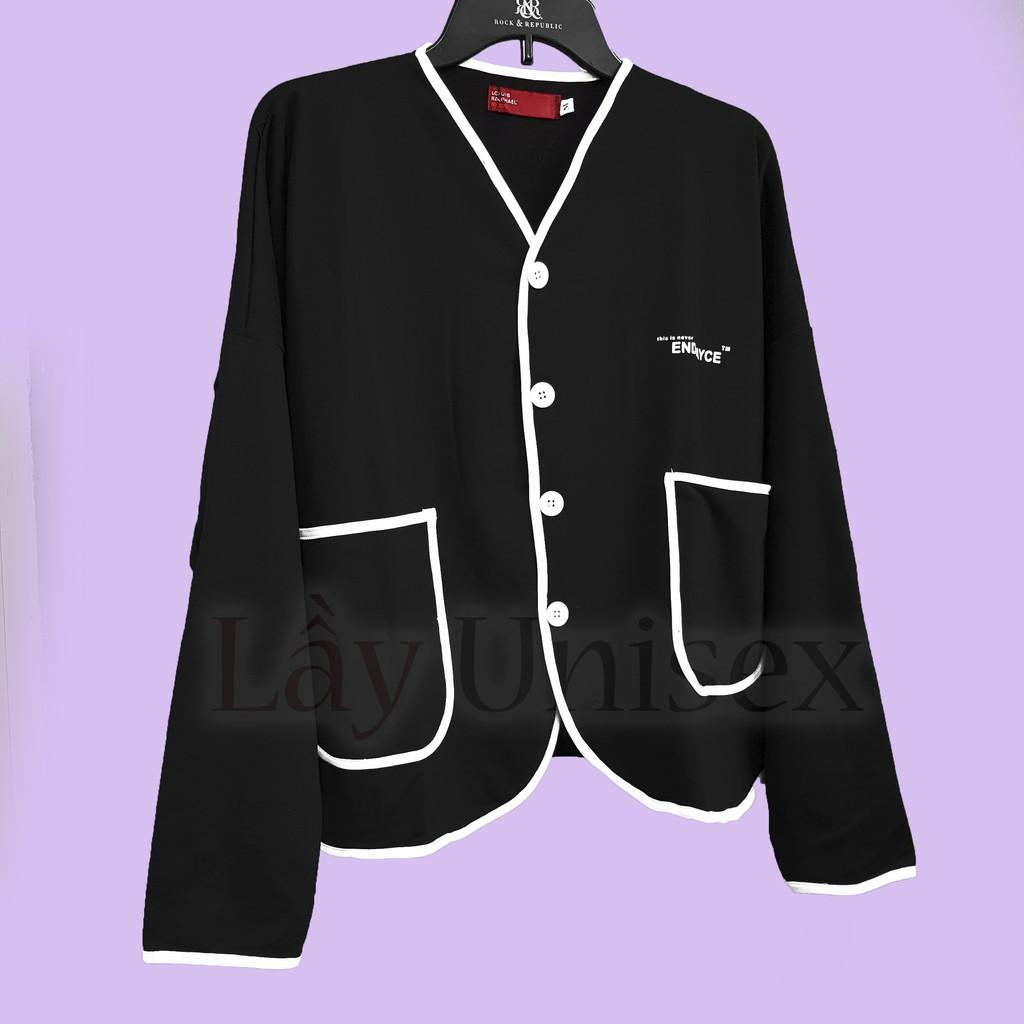 Áo khoác cardigan nữ chữ hàn phối viền dễ thương