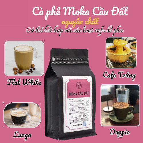 Cà Phê Moka Cầu Đất Rang Xay Nguyên Chất - Dạng Bột - 90S Coffee Vietnam - 100% Cà Phê Sạch Cao Cấp