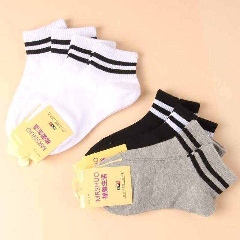 10 đôi Tất Nữ Thể Thao Trắng Đen Chất Liệu Cotton Mềm Thoáng Mát T08