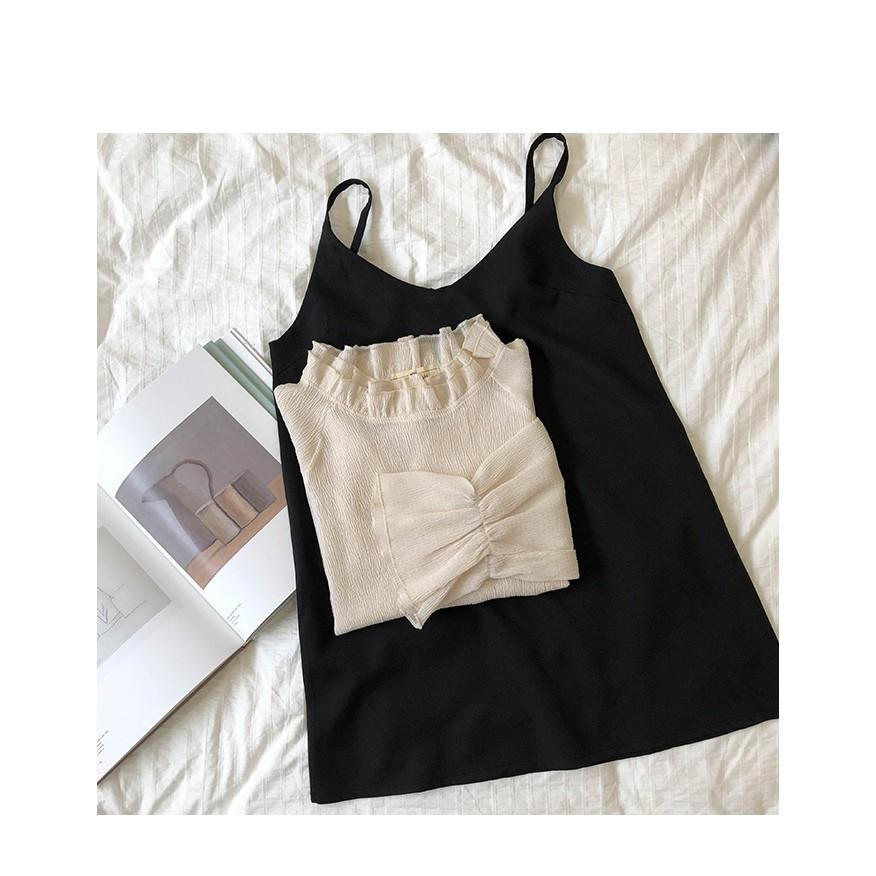 Set áo kem + váy đen