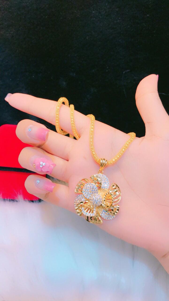 Dây chuyền nữ hoa xoáy mạ vàng 18k