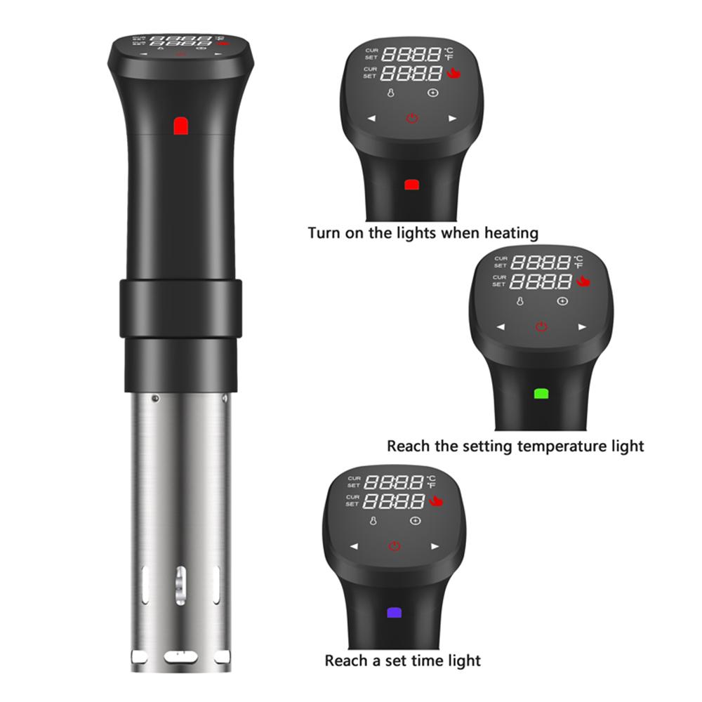 1100W Sous Vide Cooker Waterproof Quiet Cooking Machine with Accurate Temperature Time Control Display Screen Cookbook