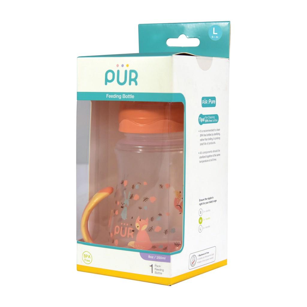 Bình sữa cổ rộng có quai phía đáy Pur 250ml