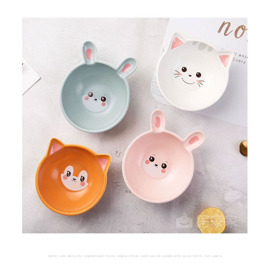 Bát và thìa sứ ăn dặm hình thú cute 15cm